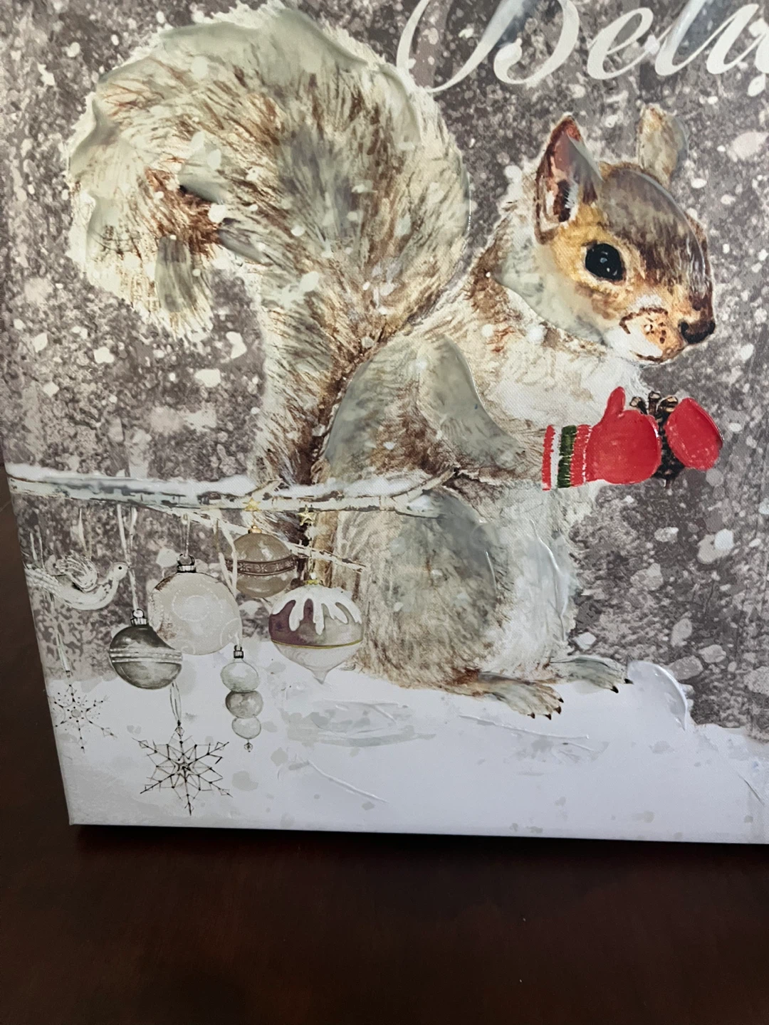 Kathryn White Believe Squirrel Winter Christmas Canvas Art - photo 3