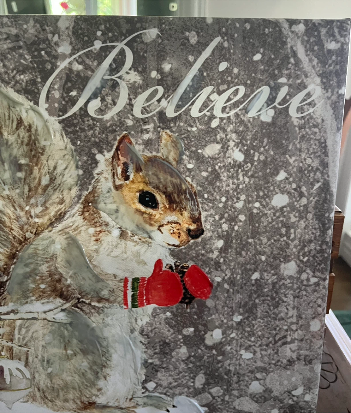 Kathryn White Believe Squirrel Winter Christmas Canvas Art - photo 2