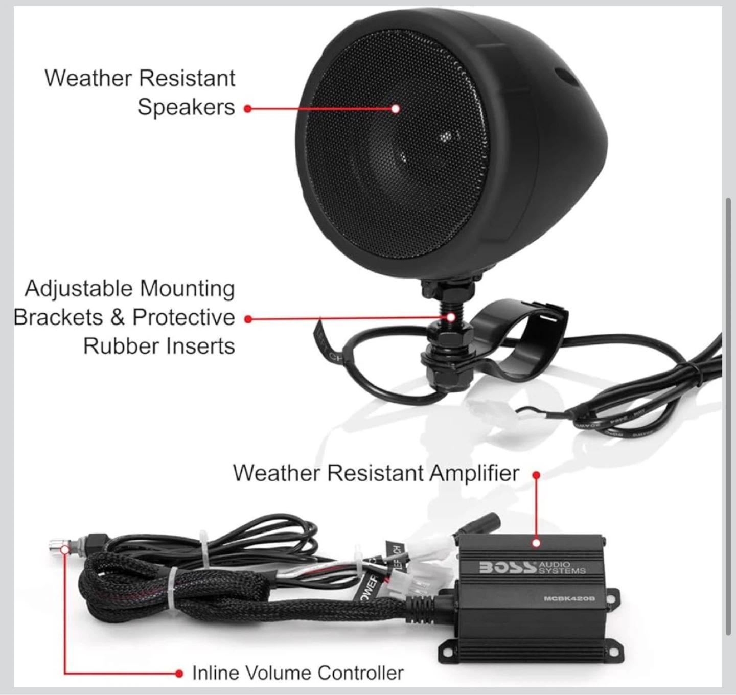 BOSS Audio Systems MCBK420B 3 Inch Motorcycle Speakers - photo 4