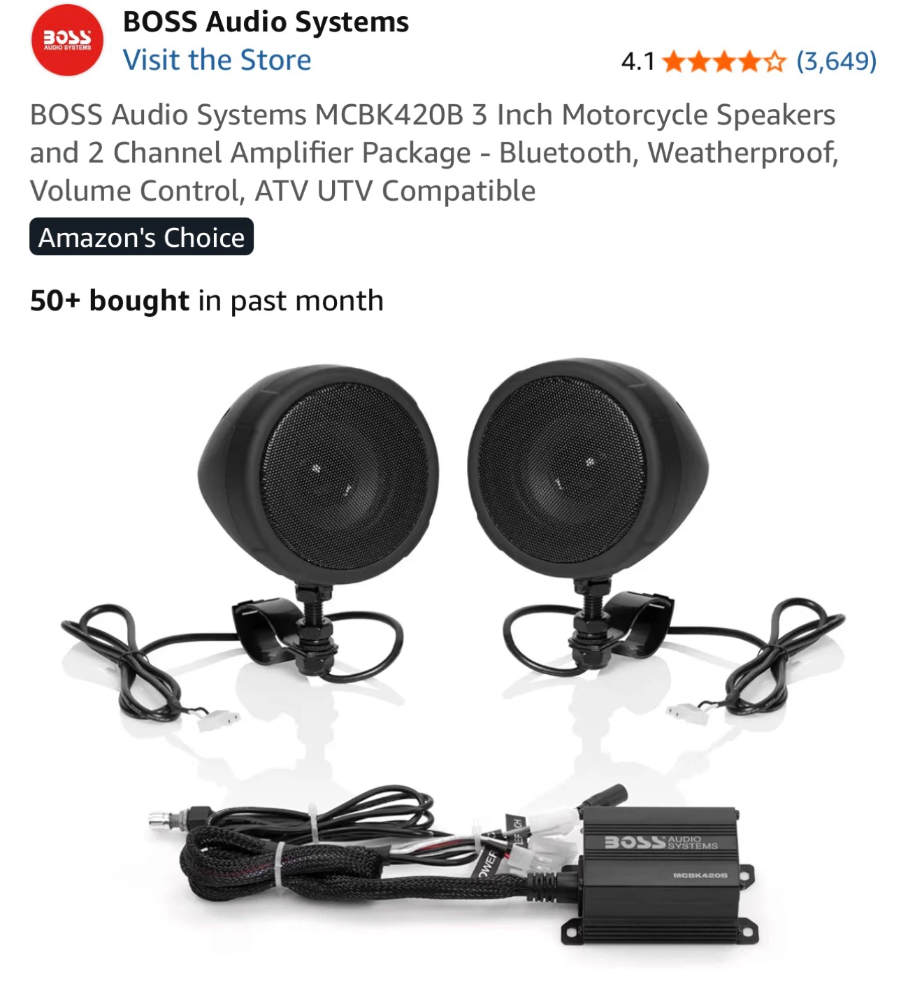 BOSS Audio Systems MCBK420B 3 Inch Motorcycle Speakers