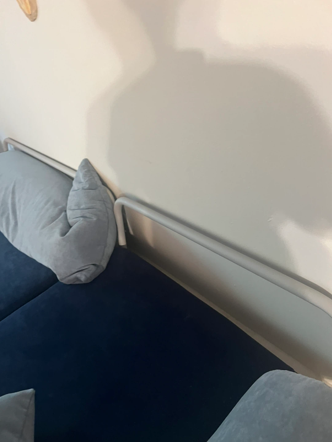 Blue Futon Couch with Bolster Pillows - photo 3