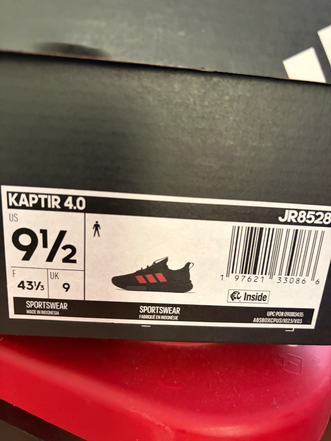 Adidas Kaptir 4.0 Running Shoes Black Red US 9.5 - photo 2
