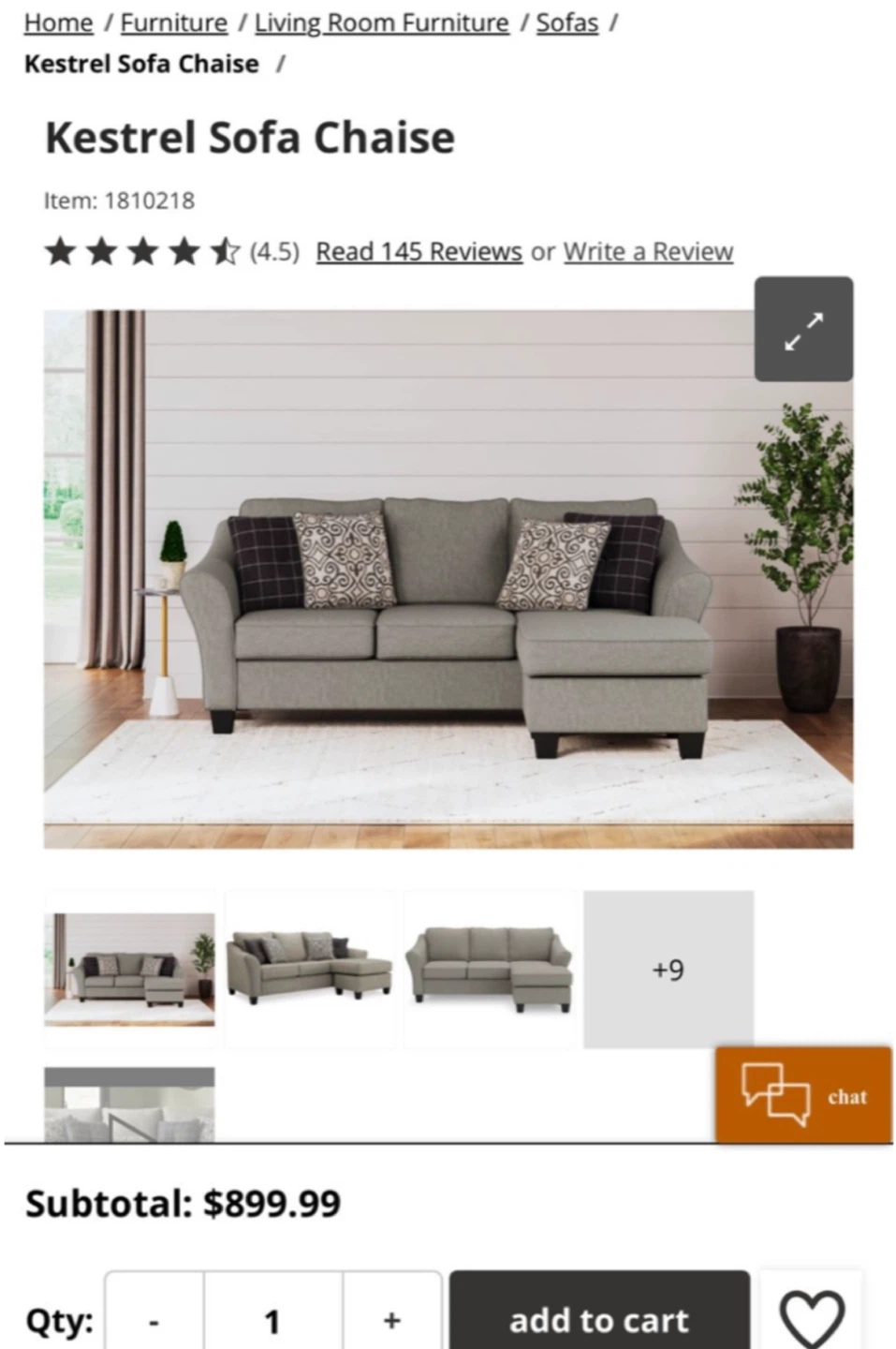 Kestrel Sofa Chaise with pillows - photo 2