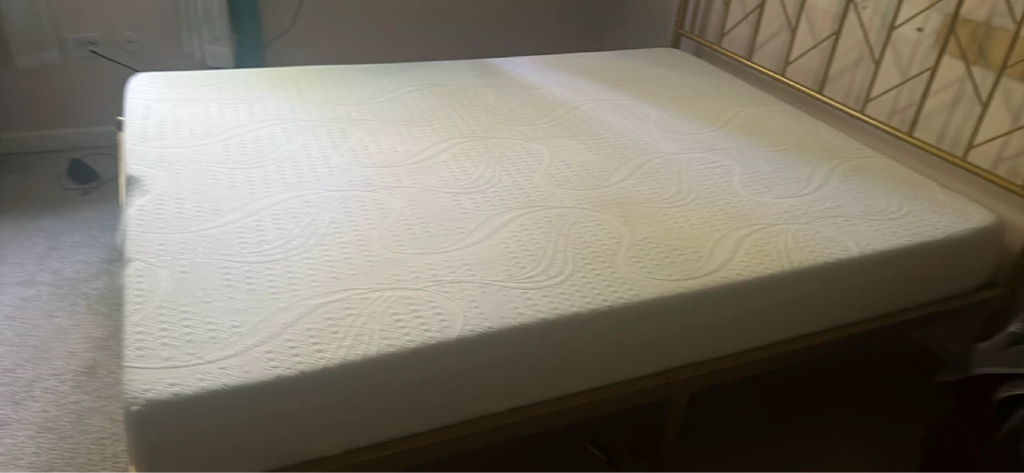 Gold Metal Bed Frame with White Mattress