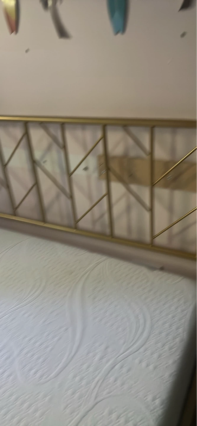 Gold Metal Bed Frame with White Mattress - photo 2