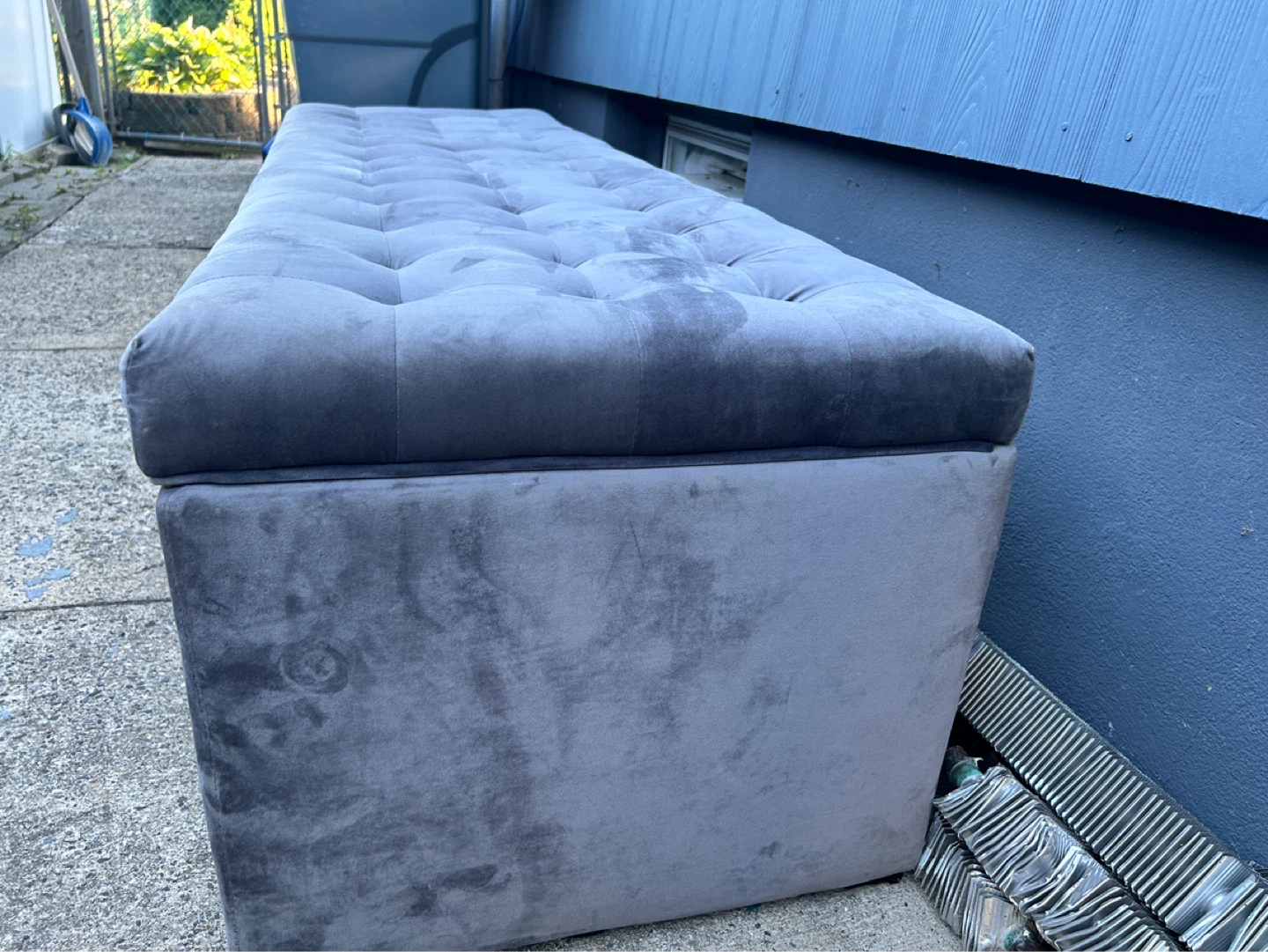 Grey Tufted Storage Ottoman Bench H 19 x W 27 x D 21 - photo 3