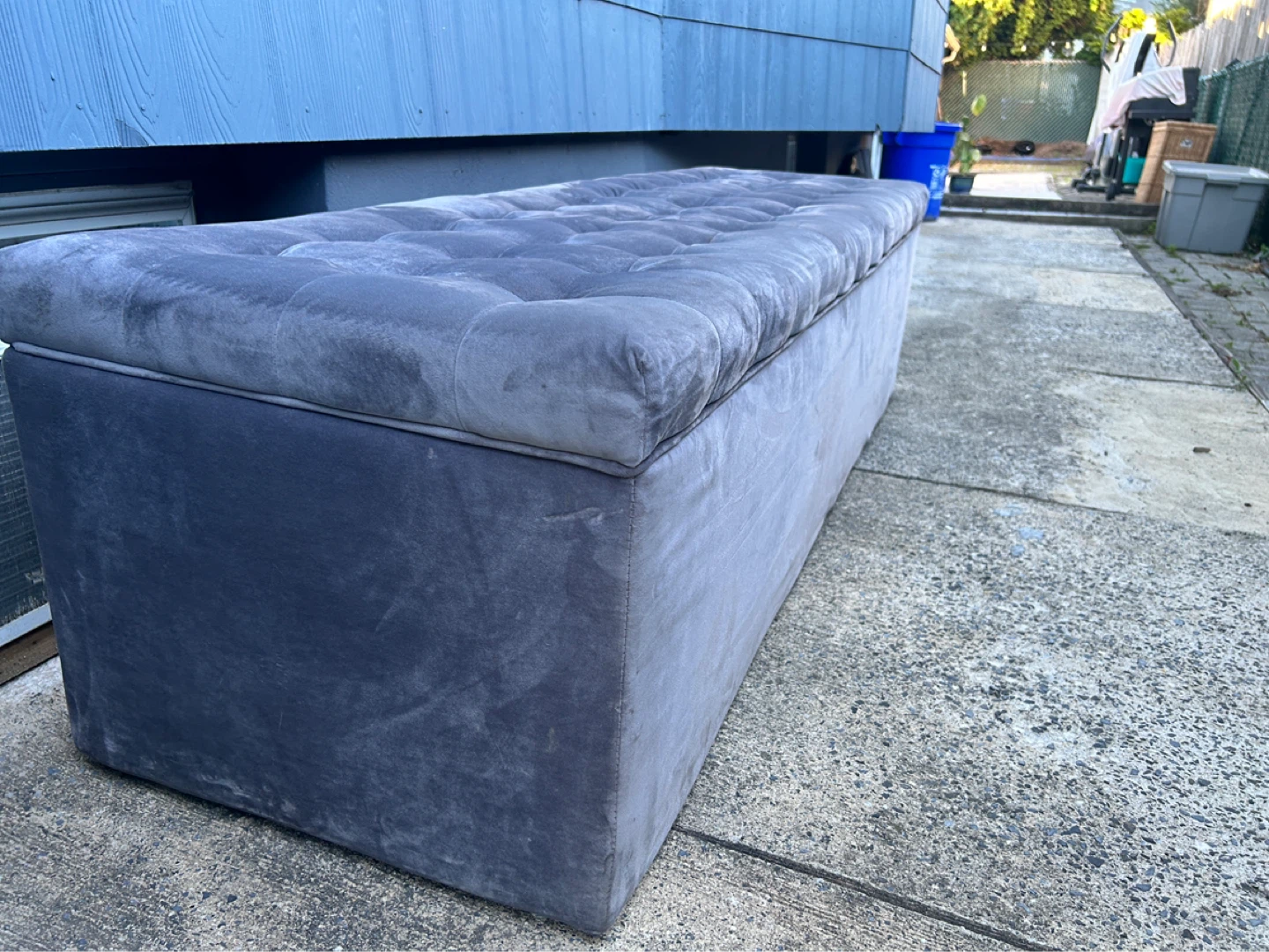 Grey Tufted Storage Ottoman Bench H 19 x W 27 x D 21 - photo 2