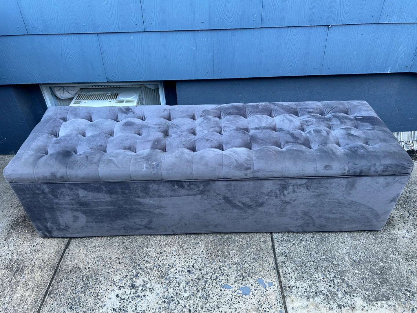 Grey Tufted Storage Ottoman Bench H 19 x W 27 x D 21