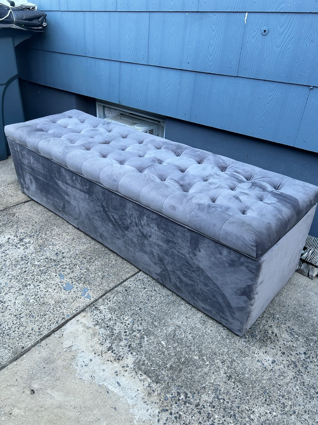 Grey Tufted Storage Ottoman Bench H 19 x W 27 x D 21 - photo 4