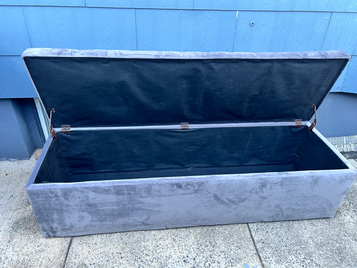 Grey Tufted Storage Ottoman Bench H 19 x W 27 x D 21 - photo 5