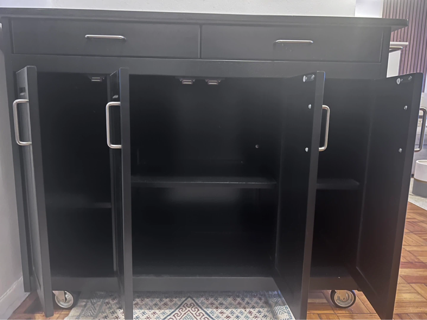 Black granite Kitchen Island with 3 hanging caninets - photo 4