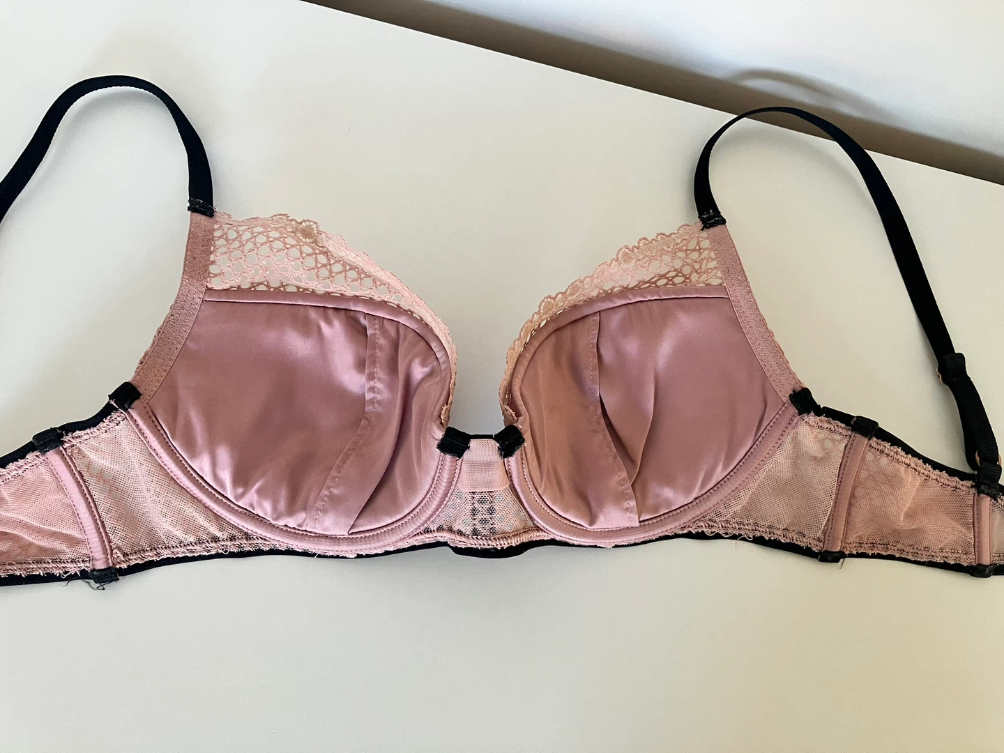 Victoria's Secret Pink & Black Mesh Lingerie Set 32C - photo 4