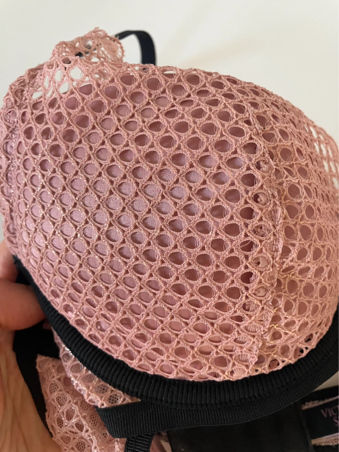 Victoria's Secret Pink & Black Mesh Lingerie Set 32C - photo 5