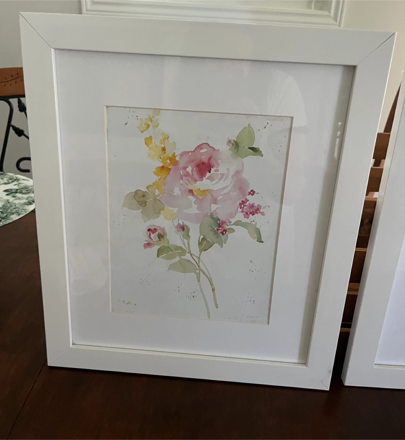 Pair of Framed Floral Watercolor Prints - photo 2