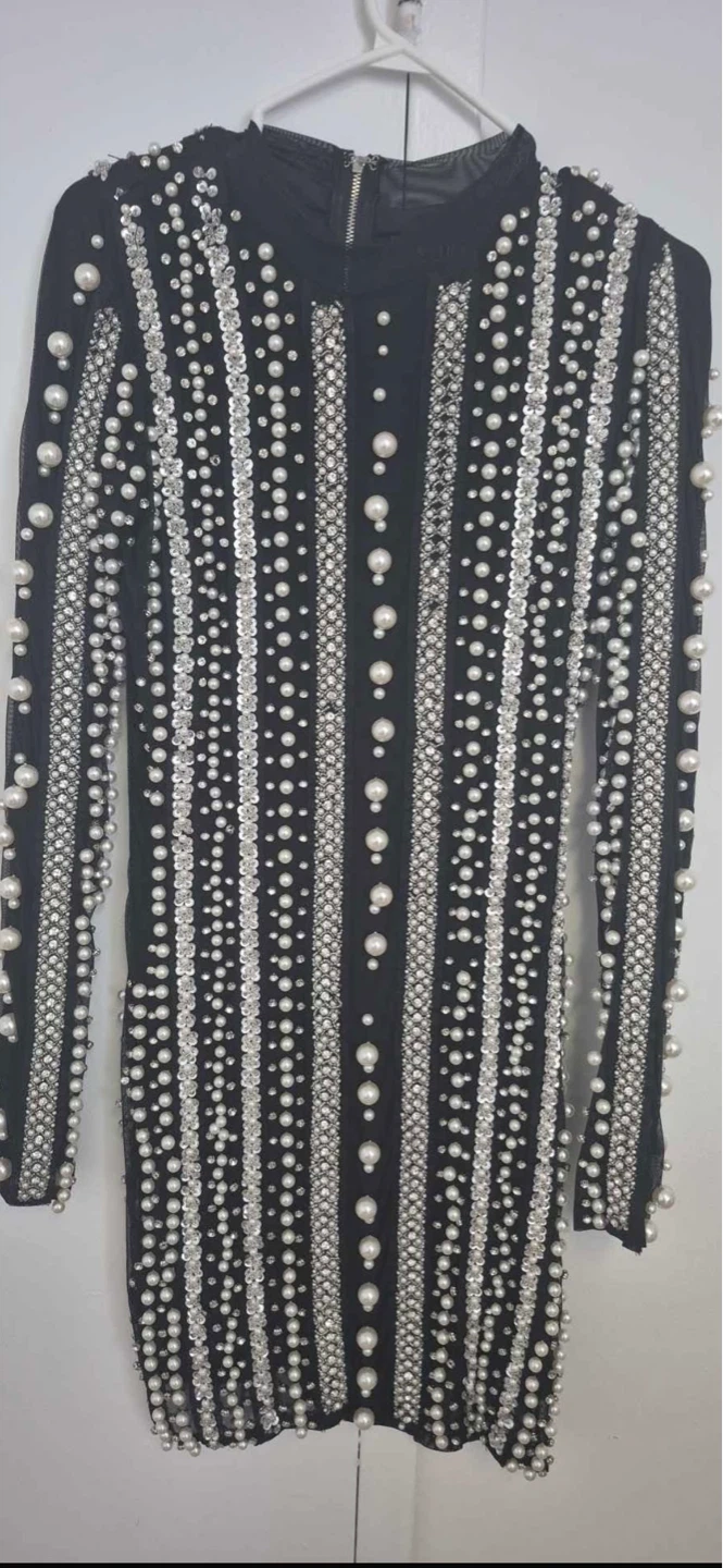Black Beaded Mini Dress - photo 2
