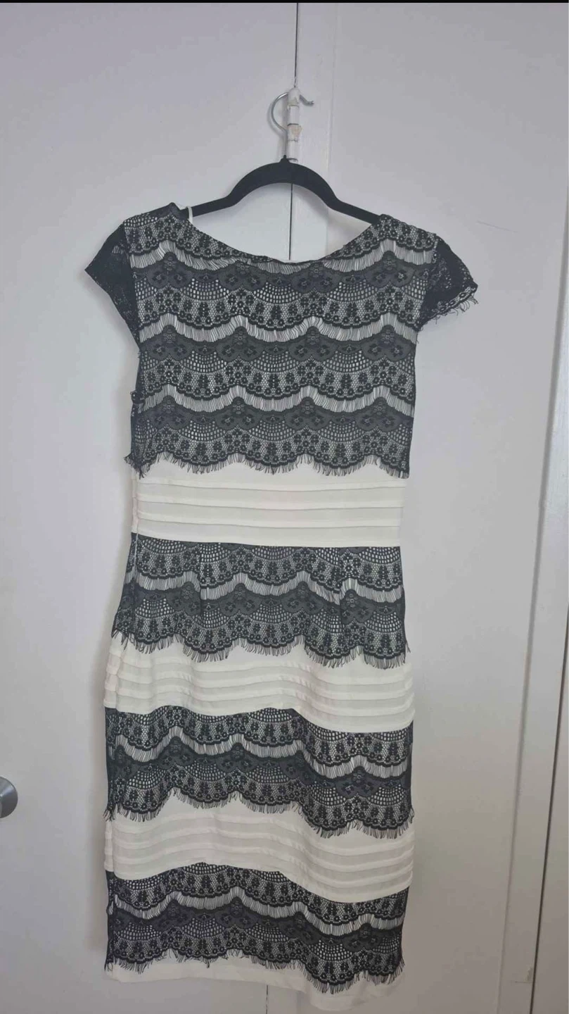 White and Black Lace Sheath Dress