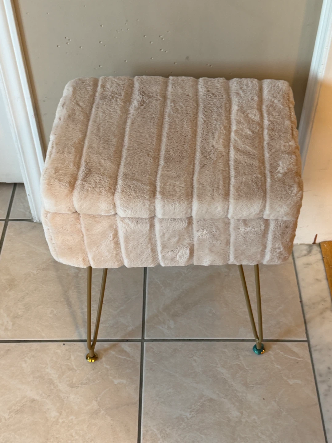 Faux Fur Storage Ottoman-Brand New
