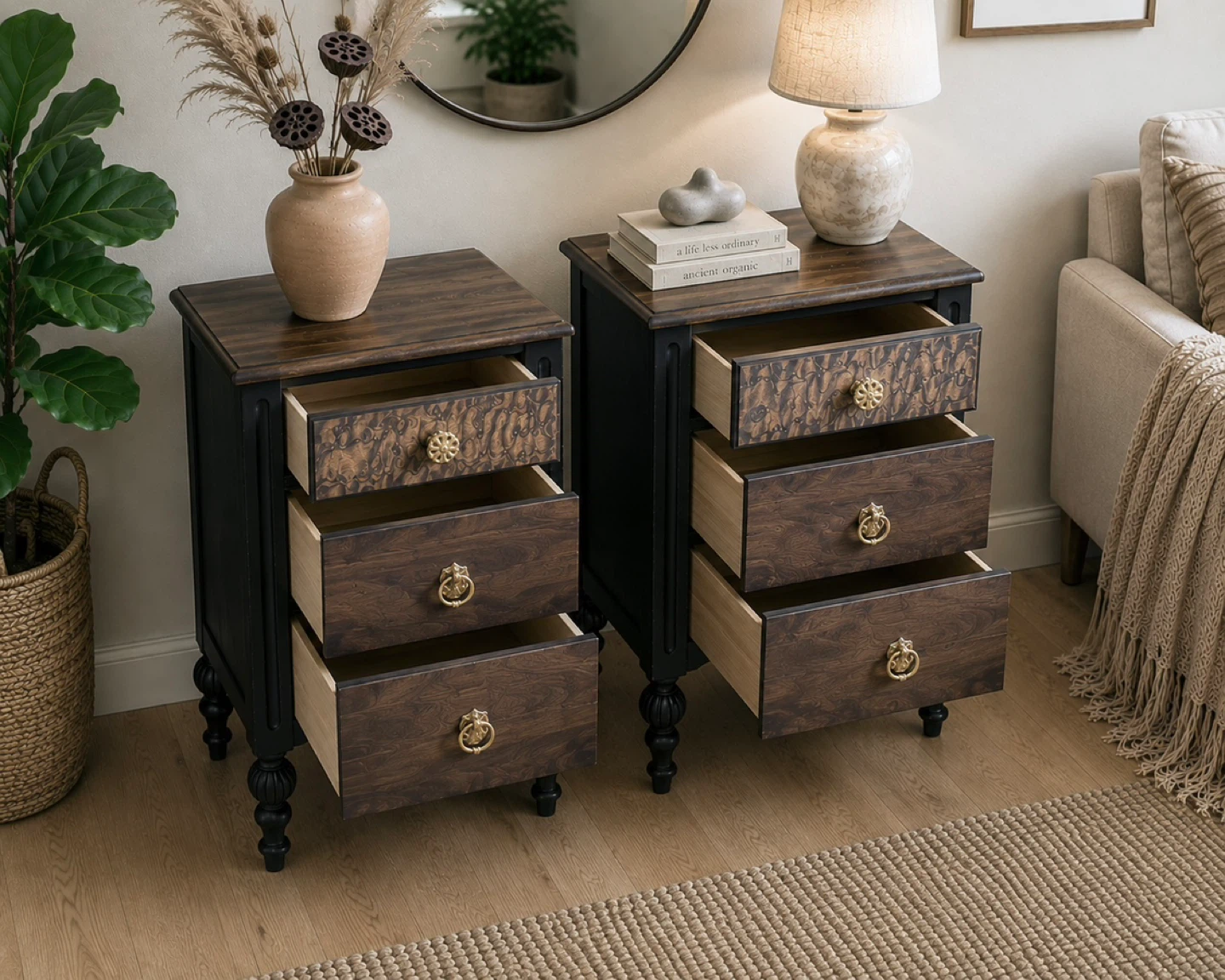 ✨ Walnut & Burl Accent Tables | Solid Wood Pair ✨ - photo 2
