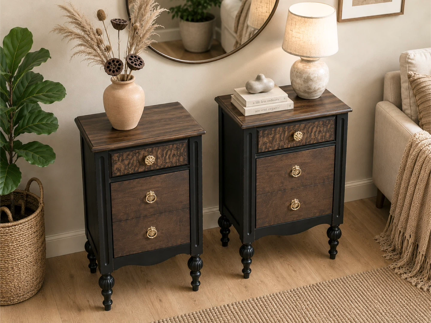 ✨ Walnut & Burl Accent Tables | Solid Wood Pair ✨ - photo 4