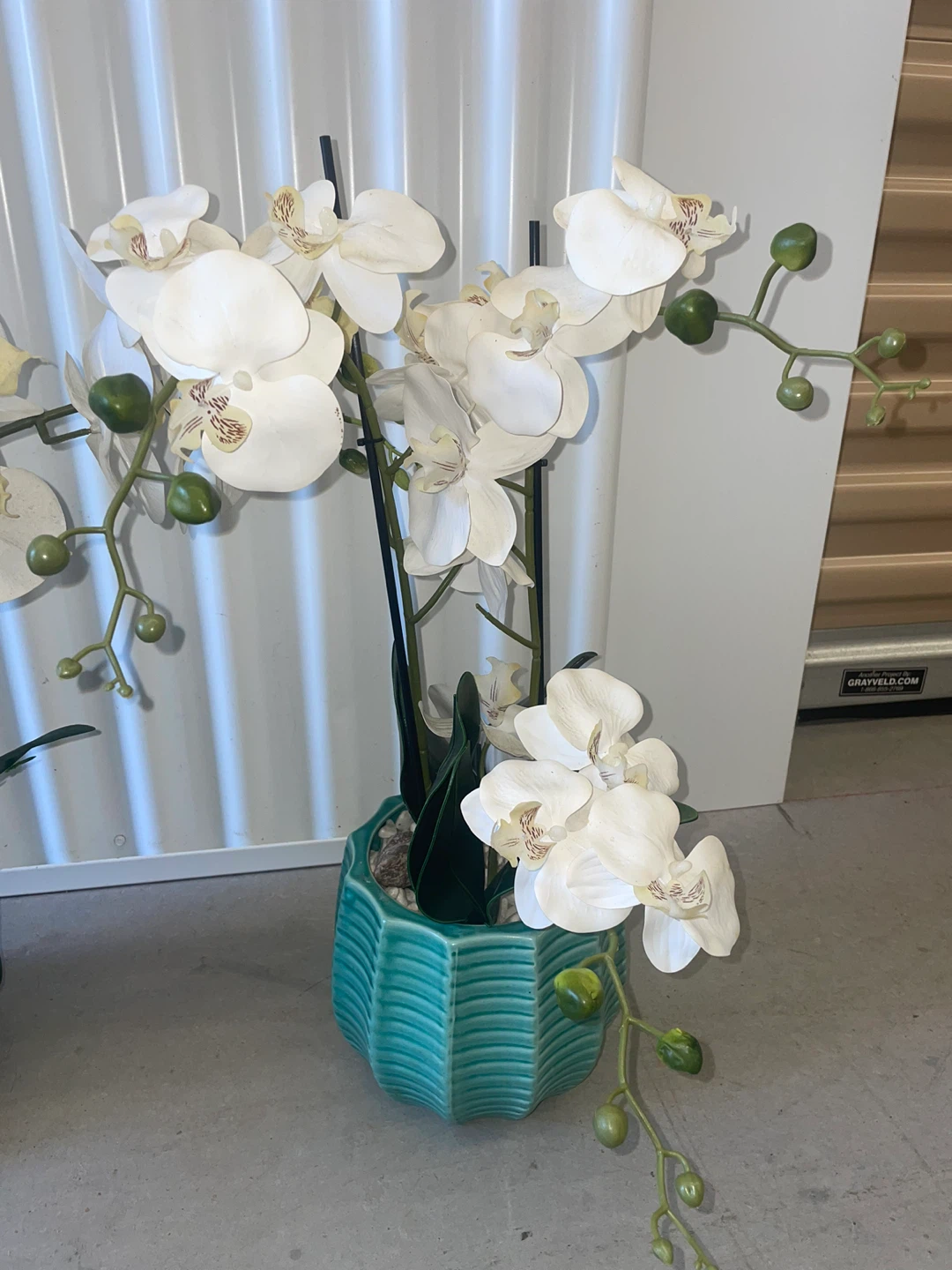 2 Artificial White Orchid Plants