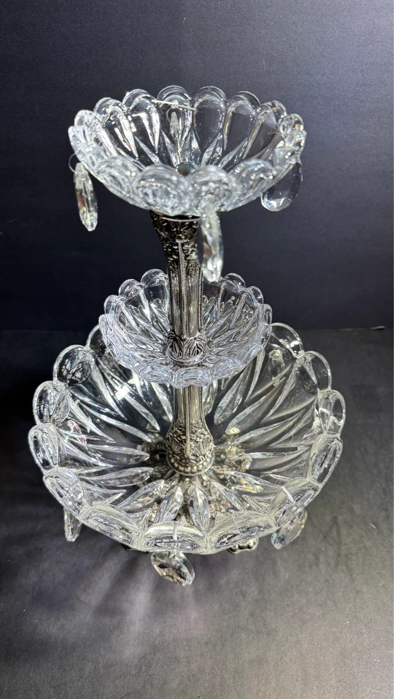 Vintage 3-Tier Crystal Candy Dish - photo 3