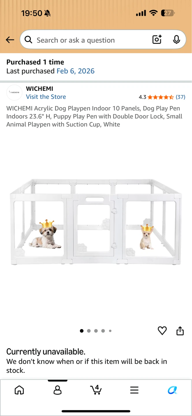 WICHEMI Acrylic Dog Playpen Indoor 10 Panels