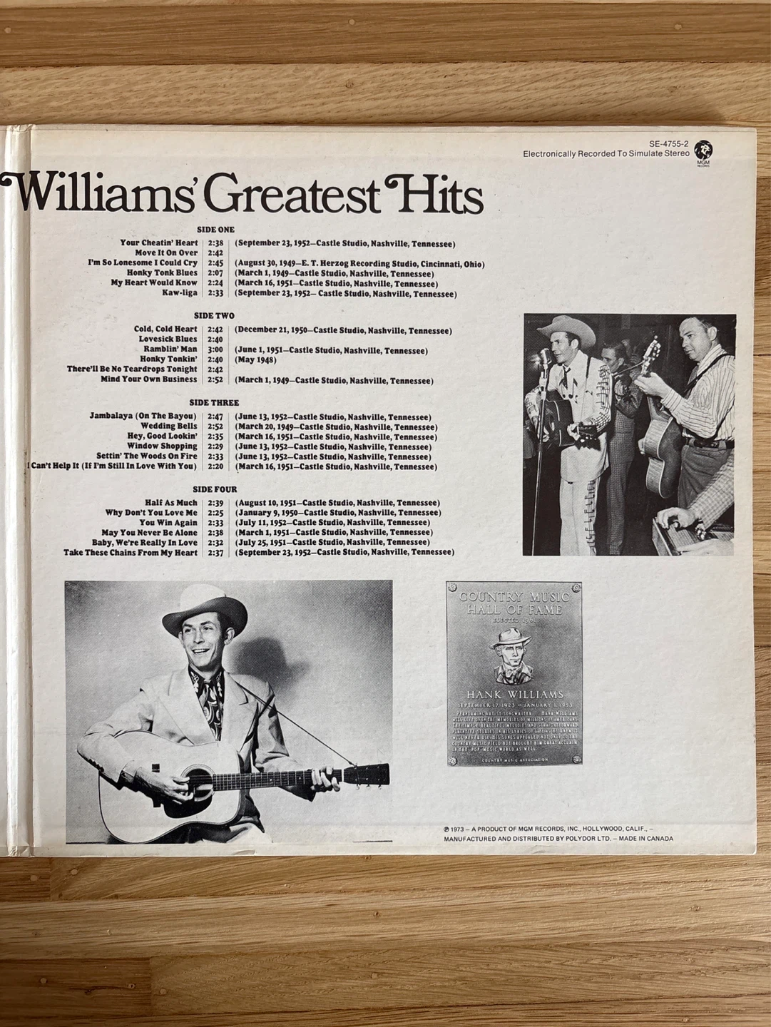Hank Williams Greatest Hits 24 Song Record Set - photo 3