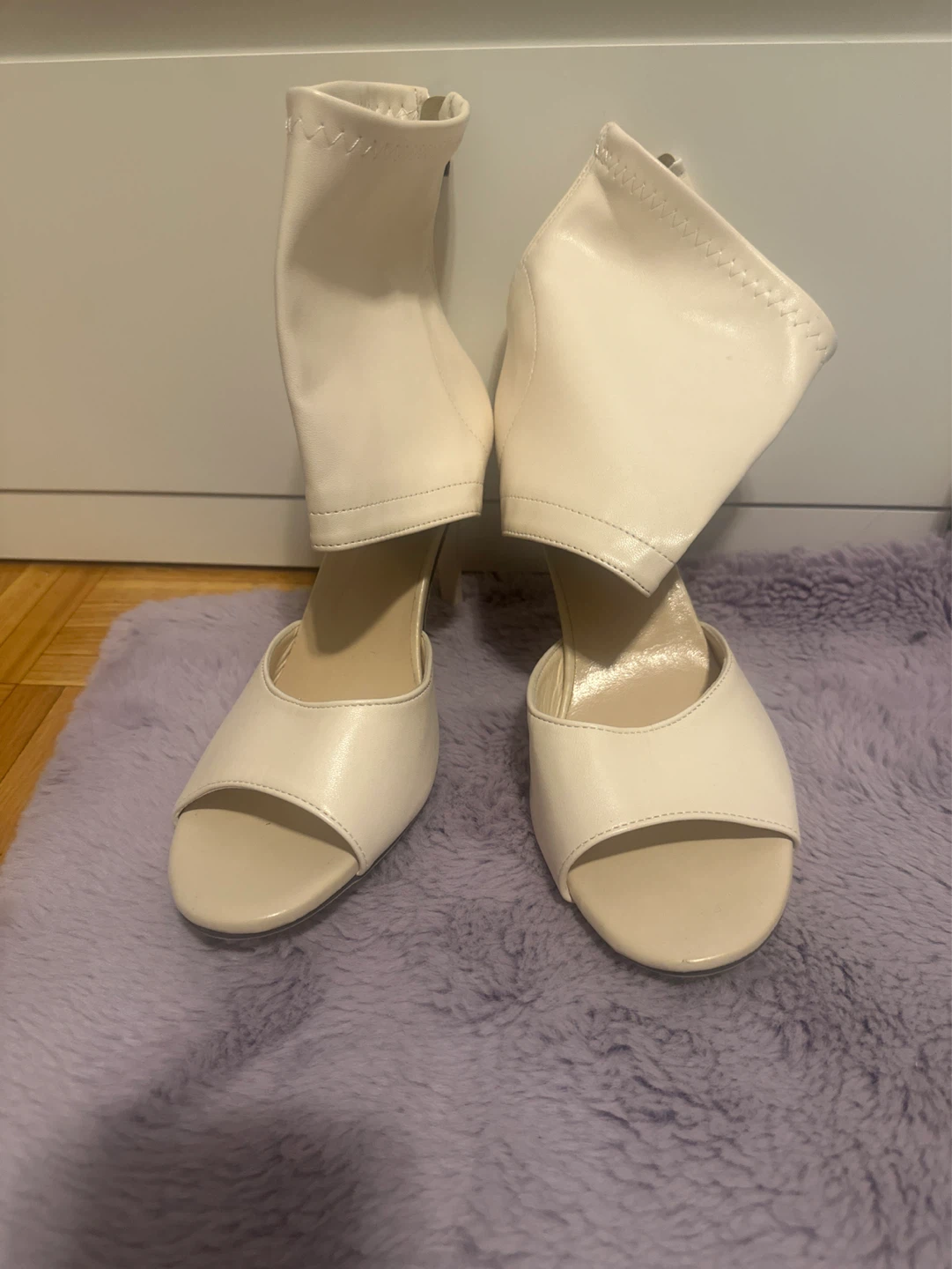 Cream White Heeled Ankle Boots