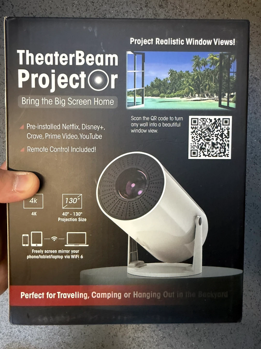 TheaterBeam Projector with 130" Projection Size