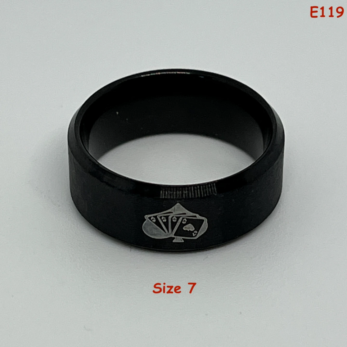 Black Ring with Card Design - Size 7