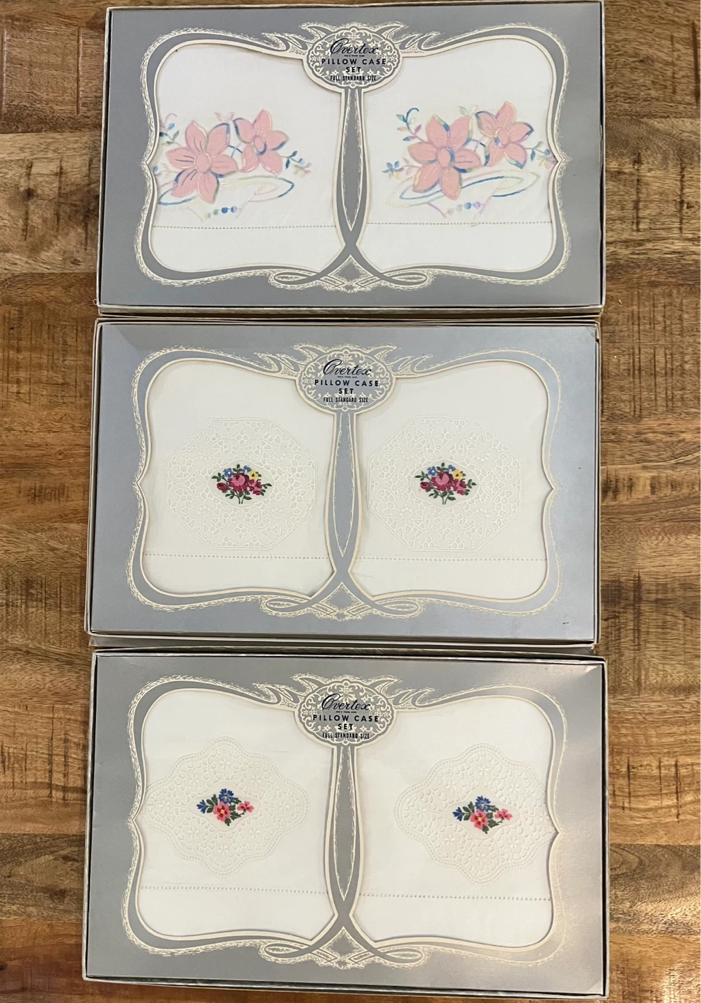 Collection of Vintage Overtex Embroidered Pillowcase Sets
