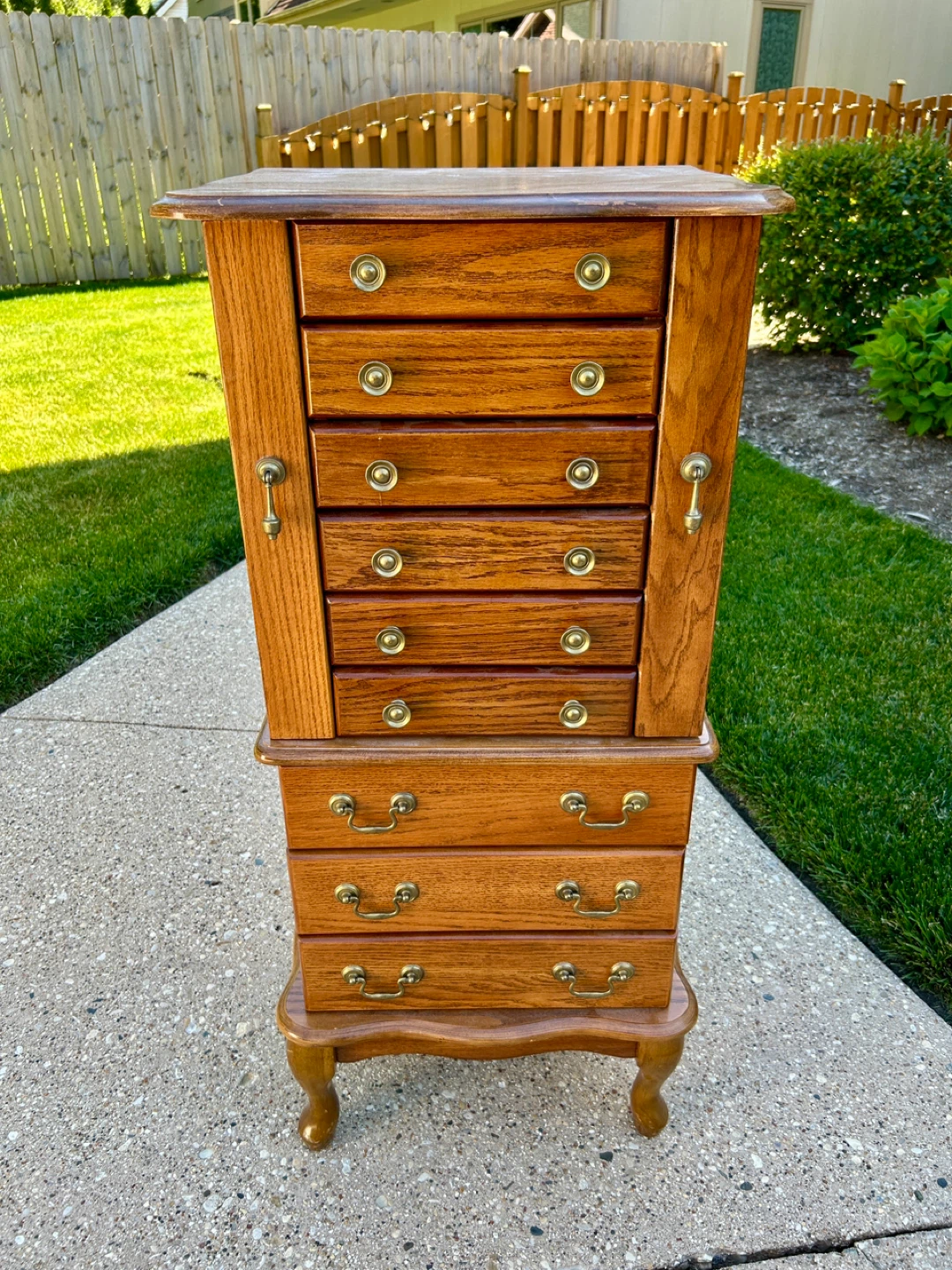 Wooden Jewelry Armoire with Mirror