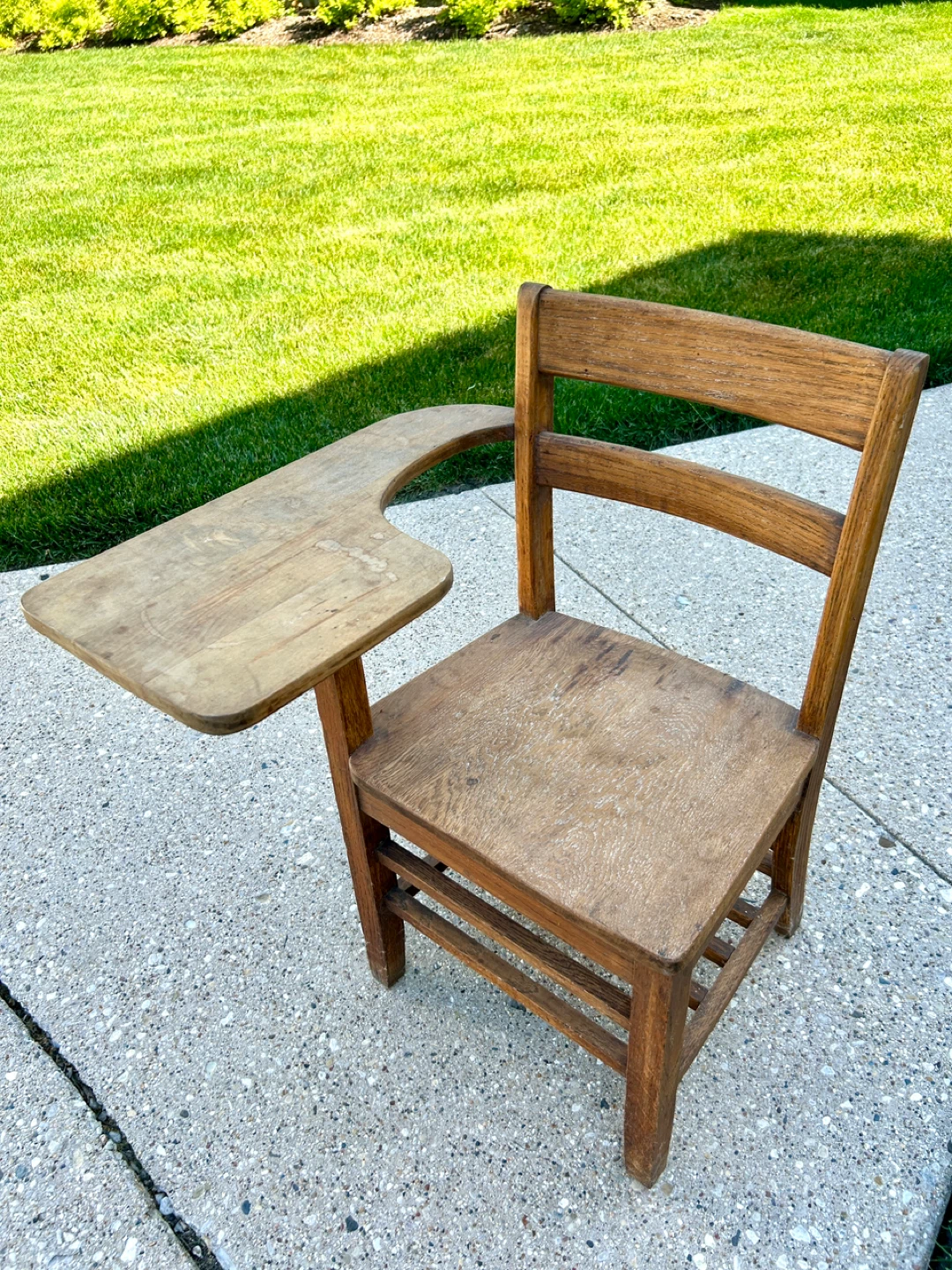Vintage Wooden School Desk Chair with Writing Tablet