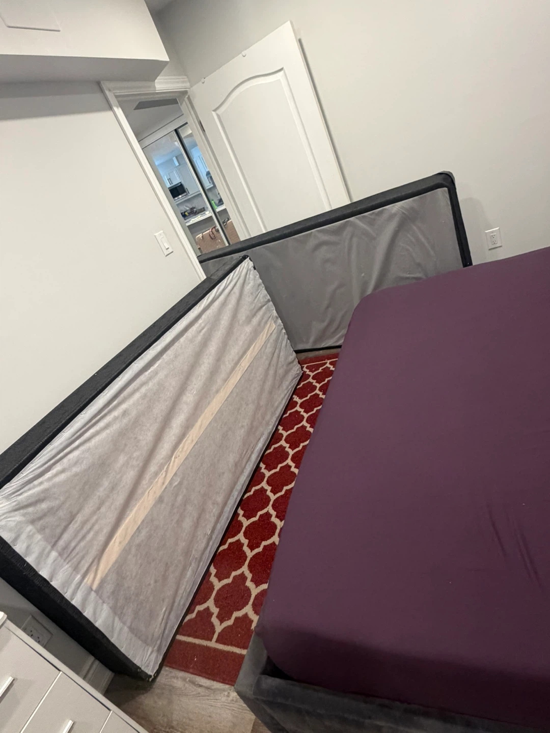 Grey Upholstered Box Spring
