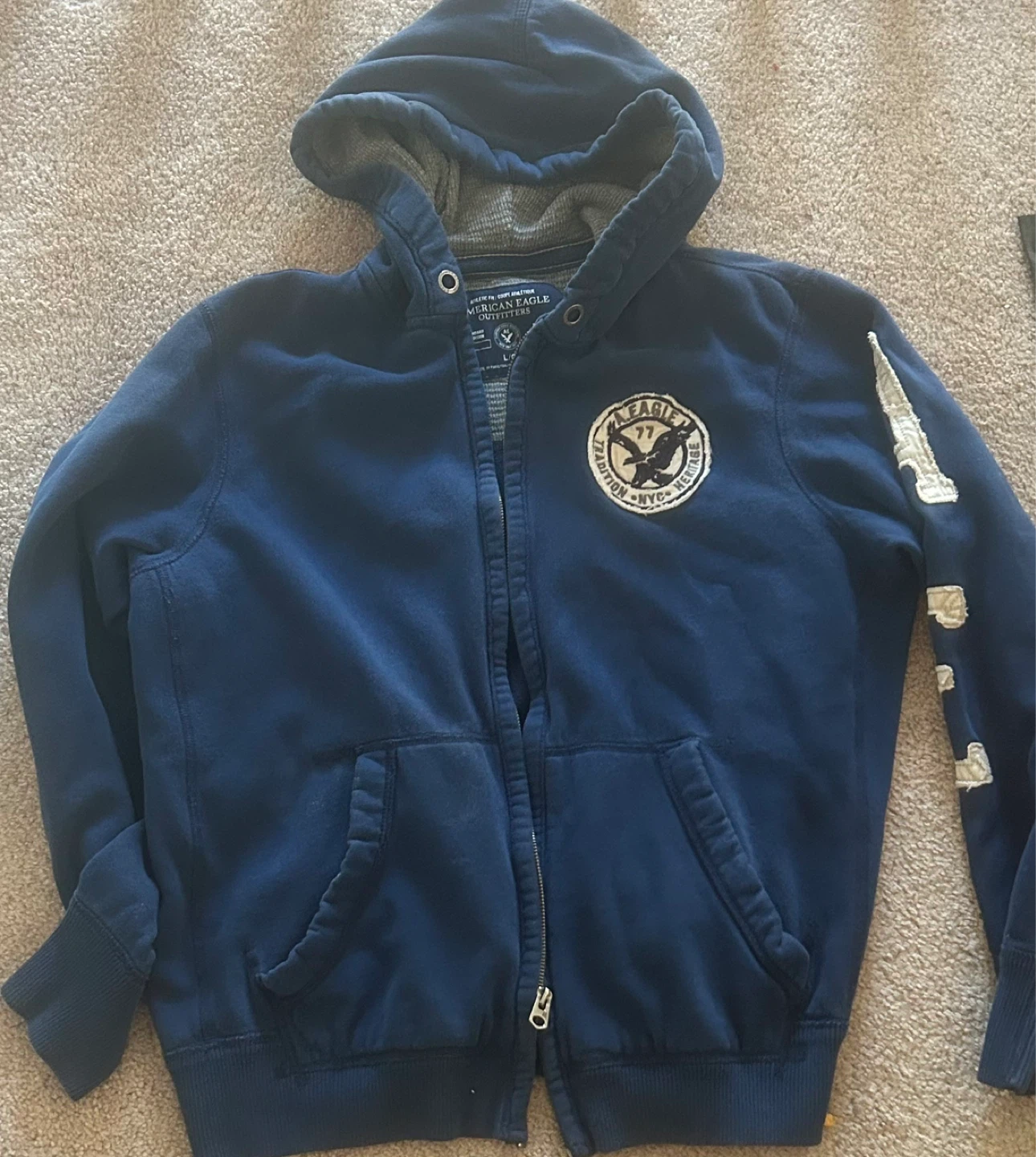 American Eagle Outfitters Full Zip Hoodie Navy L/G