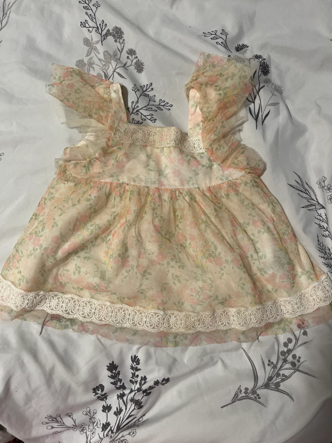 Floral Baby Dress with Lace Trim