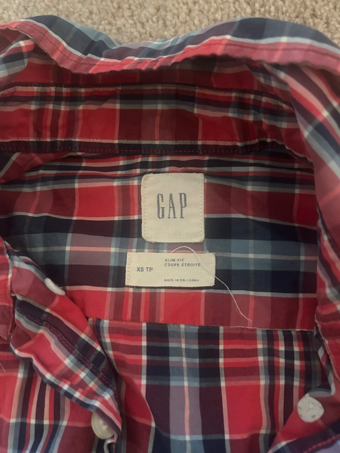 GAP Plaid Slim Fit Long Sleeve Shirt XS - photo 2