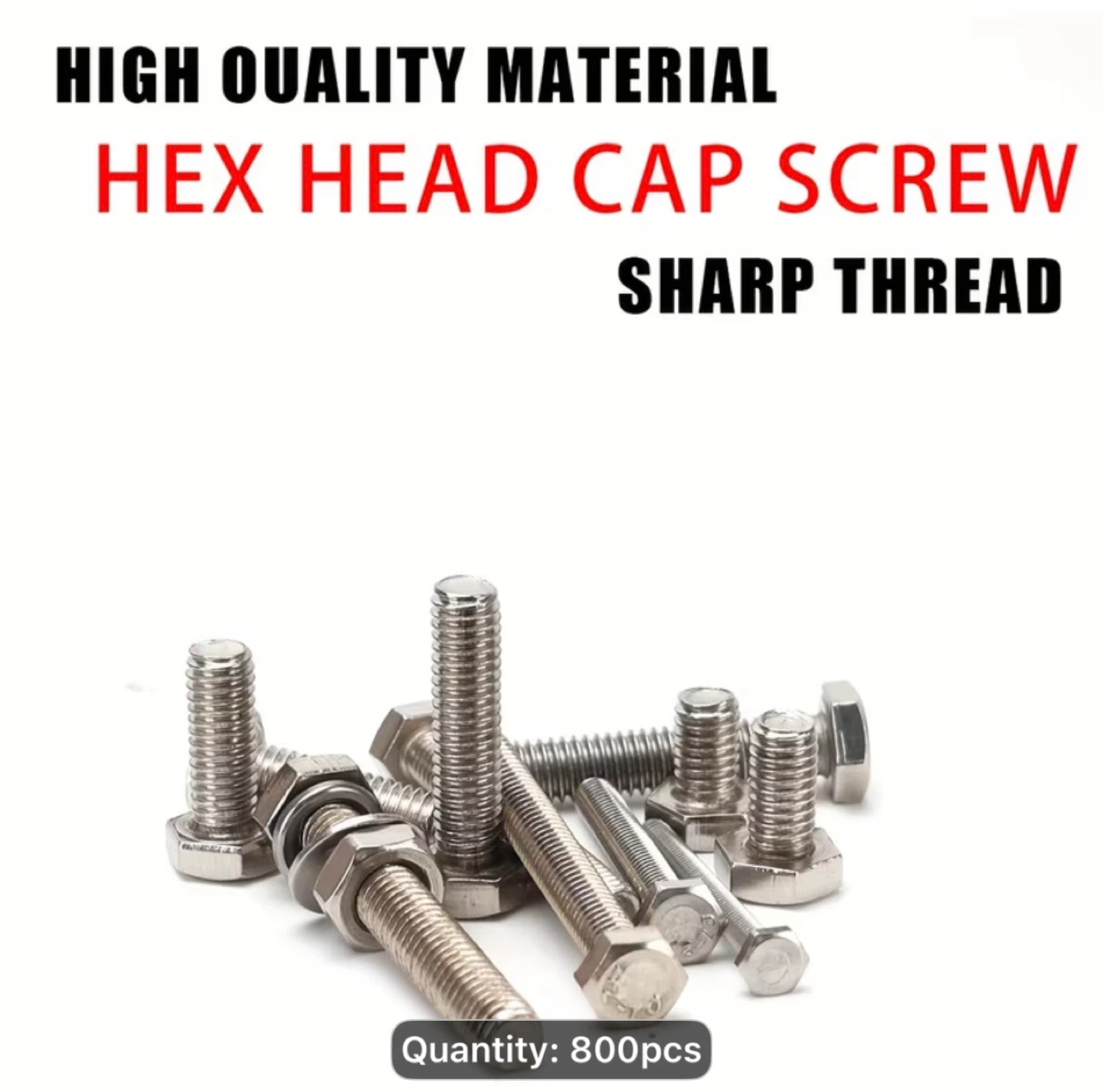 800pcs Stainless Steel Hex Bolt Assortment Kit with Nuts - photo 4