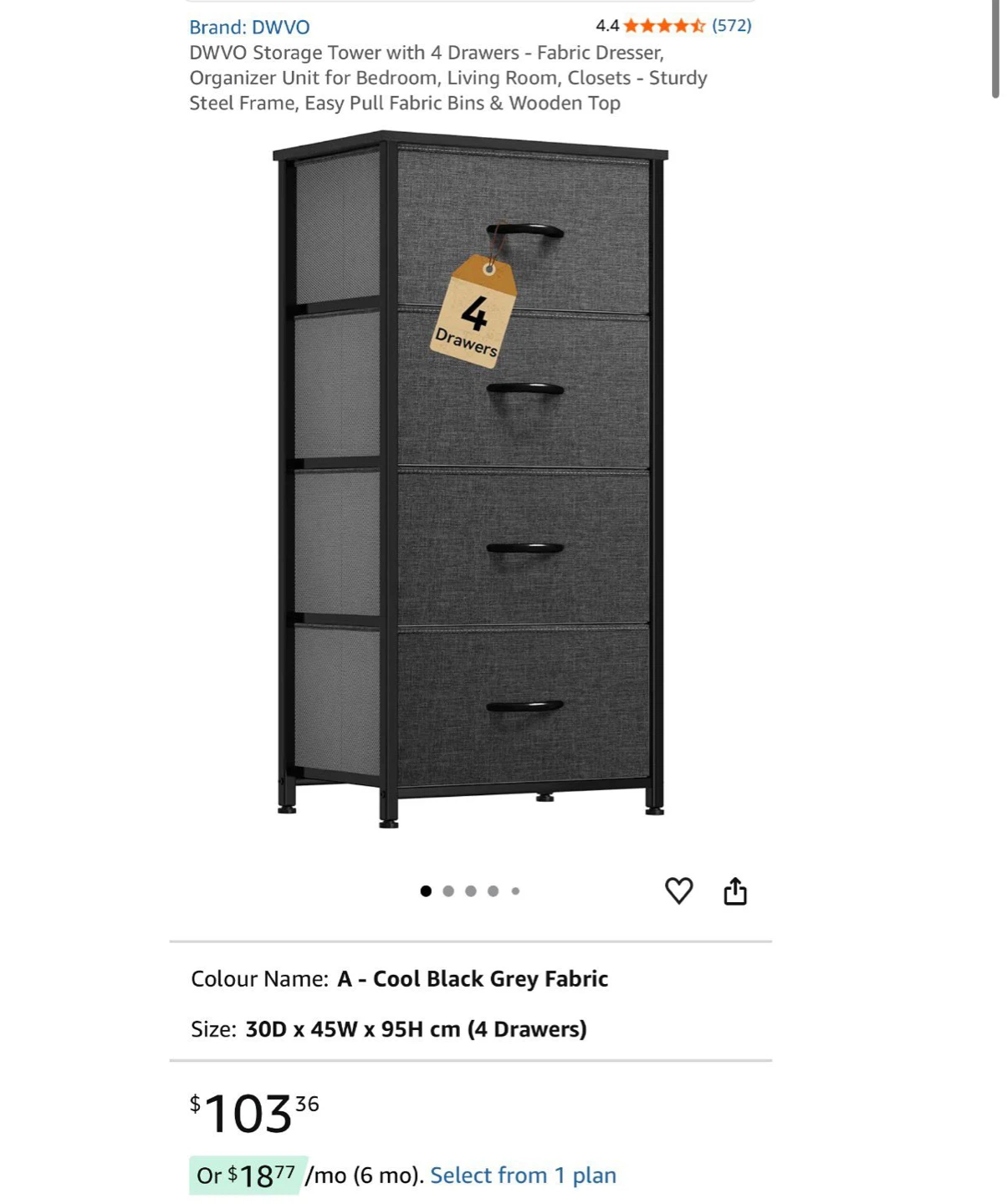 DWVO Storage Tower with 4 Drawers