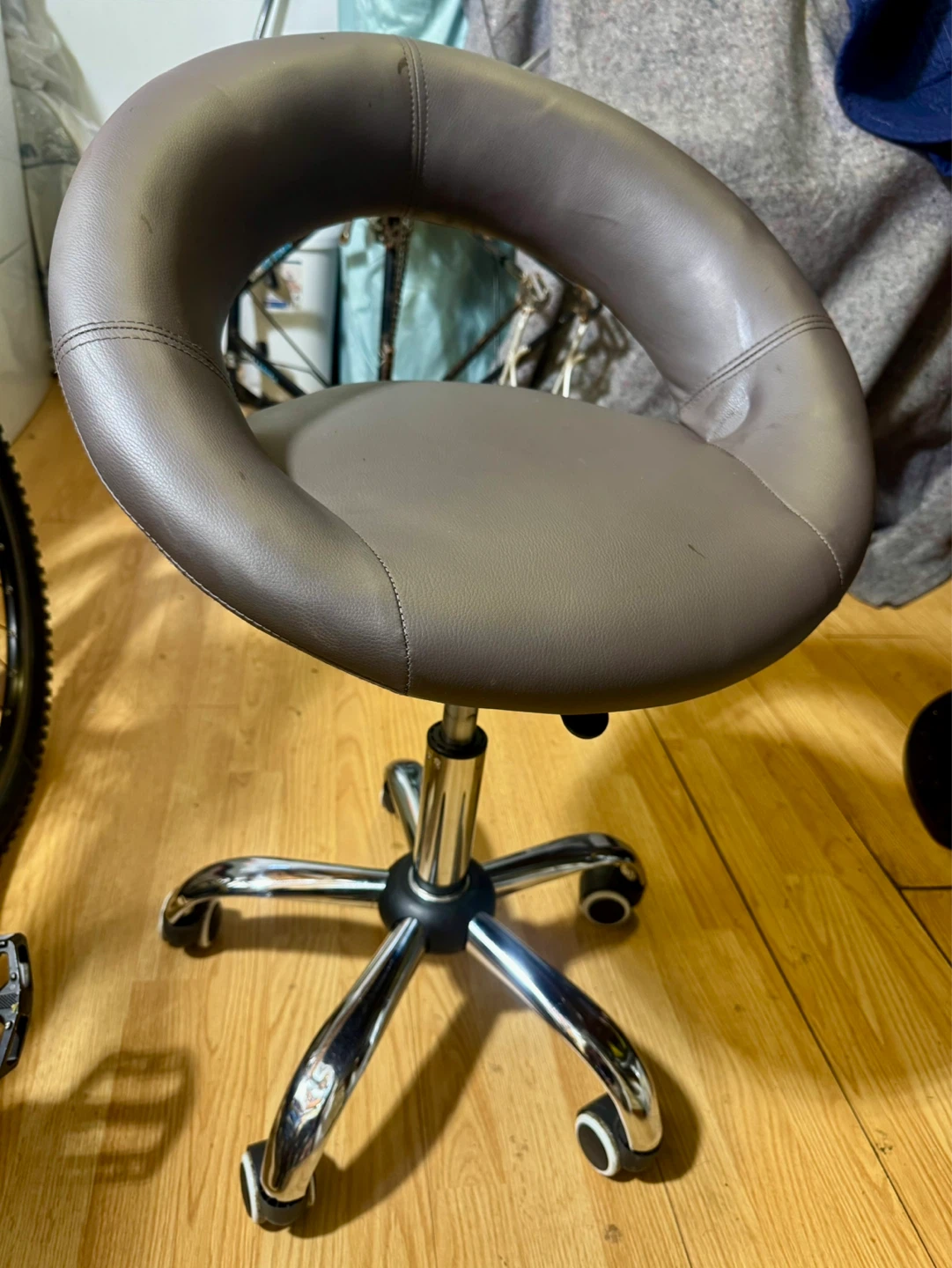 Grey Faux Leather Swivel Chair