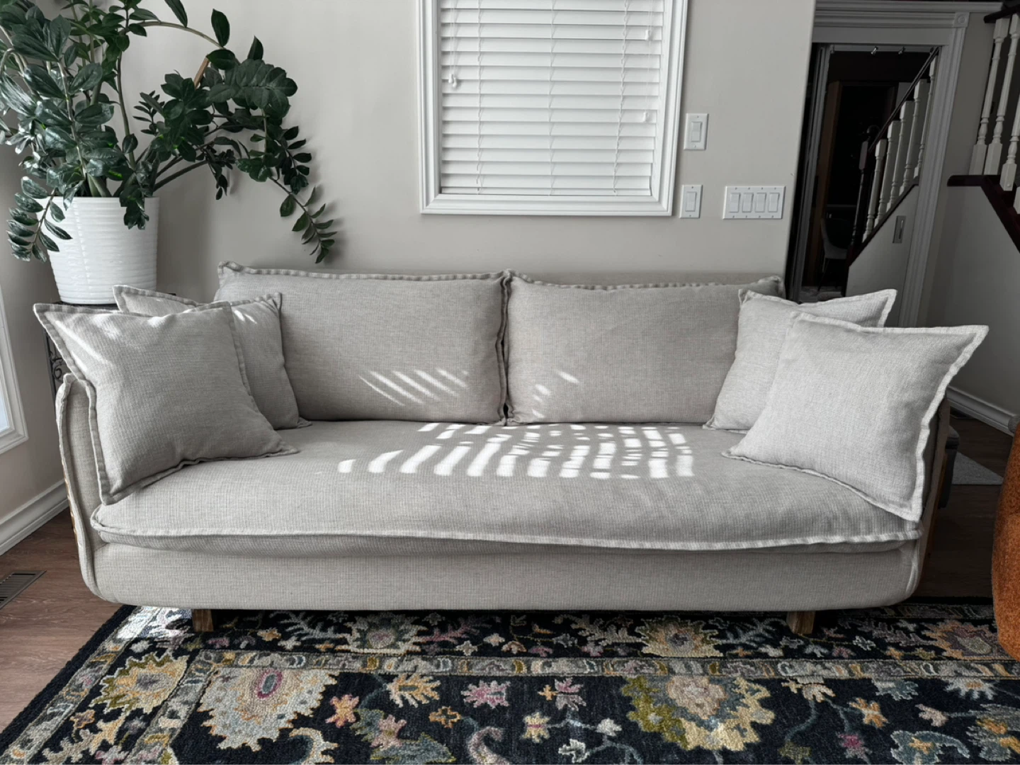 Light Grey down feather Sofa with Wood Accents - photo 2