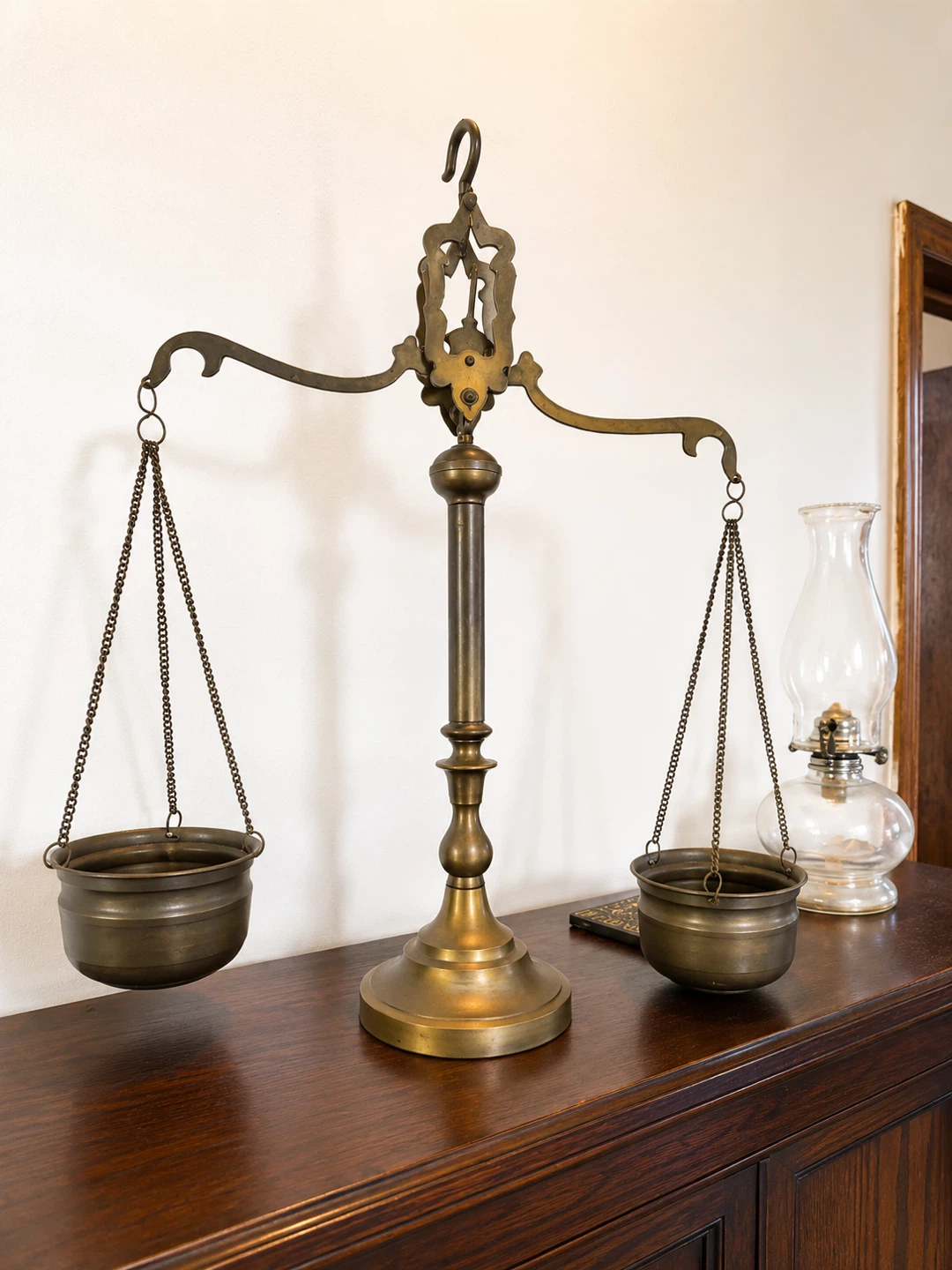 Large Vintage Brass Balance Scale – Apothecary / Merchant Style