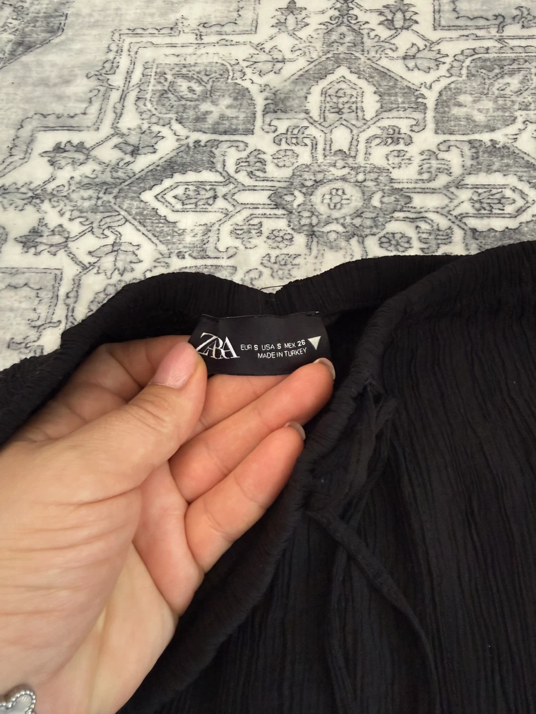 ZARA Black Textured Wide-Leg Pants - photo 3