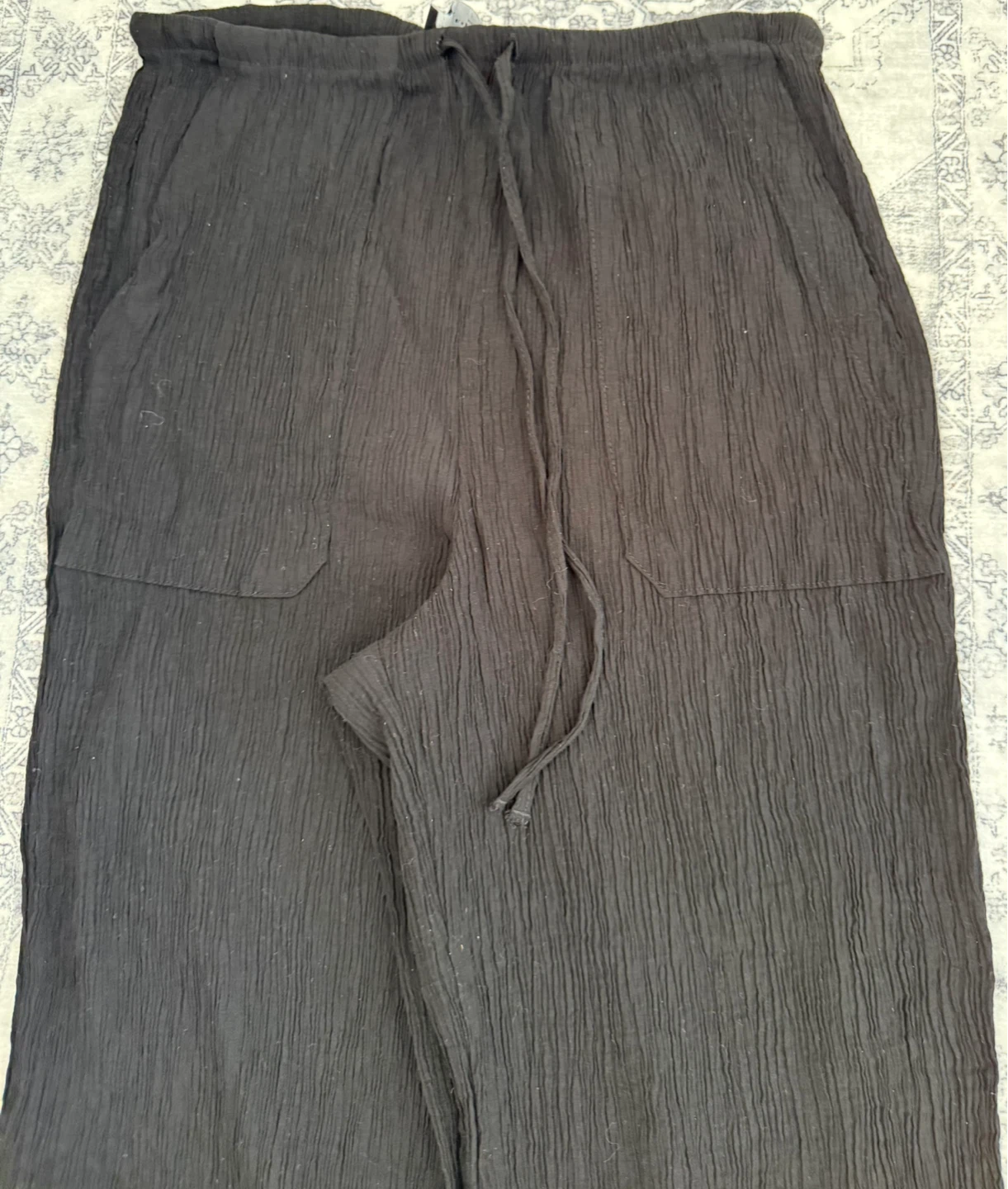 ZARA Black Textured Wide-Leg Pants - photo 2
