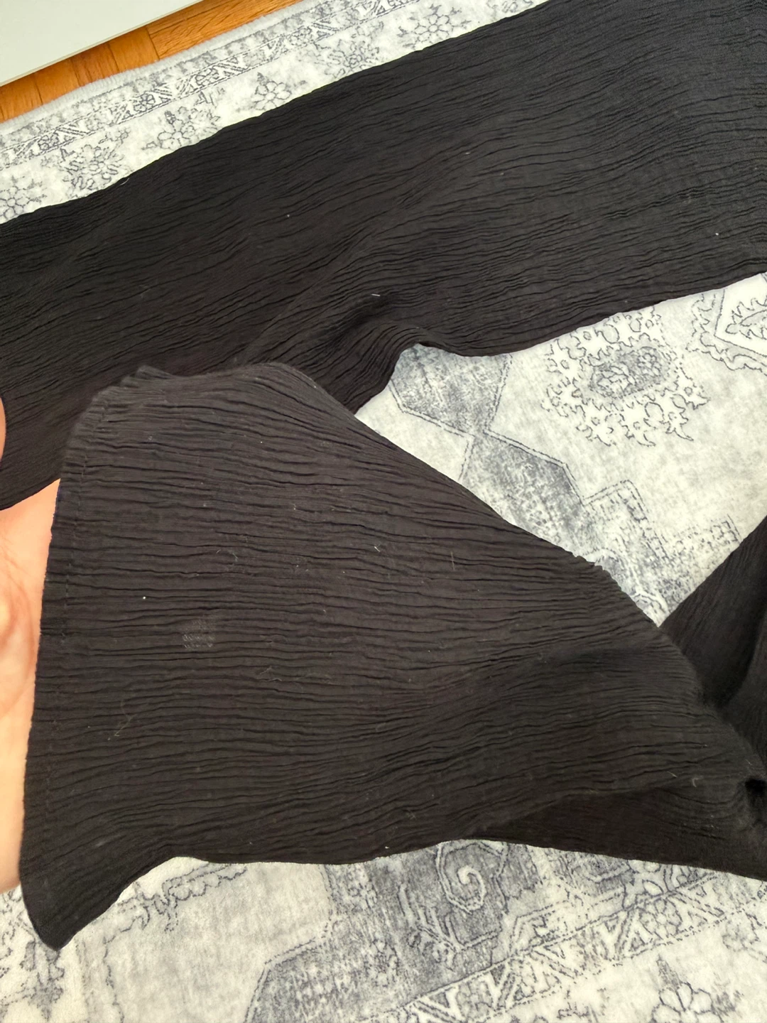 ZARA Black Textured Wide-Leg Pants - photo 5