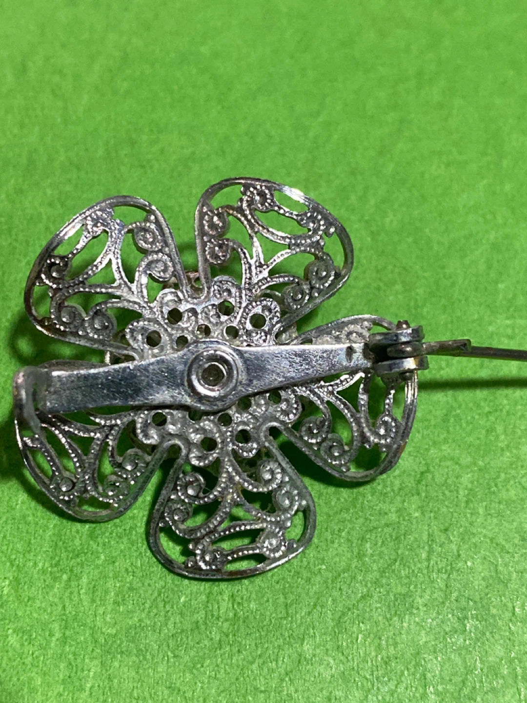 Vintage Filigree Brooch with Windmill Scene - photo 3