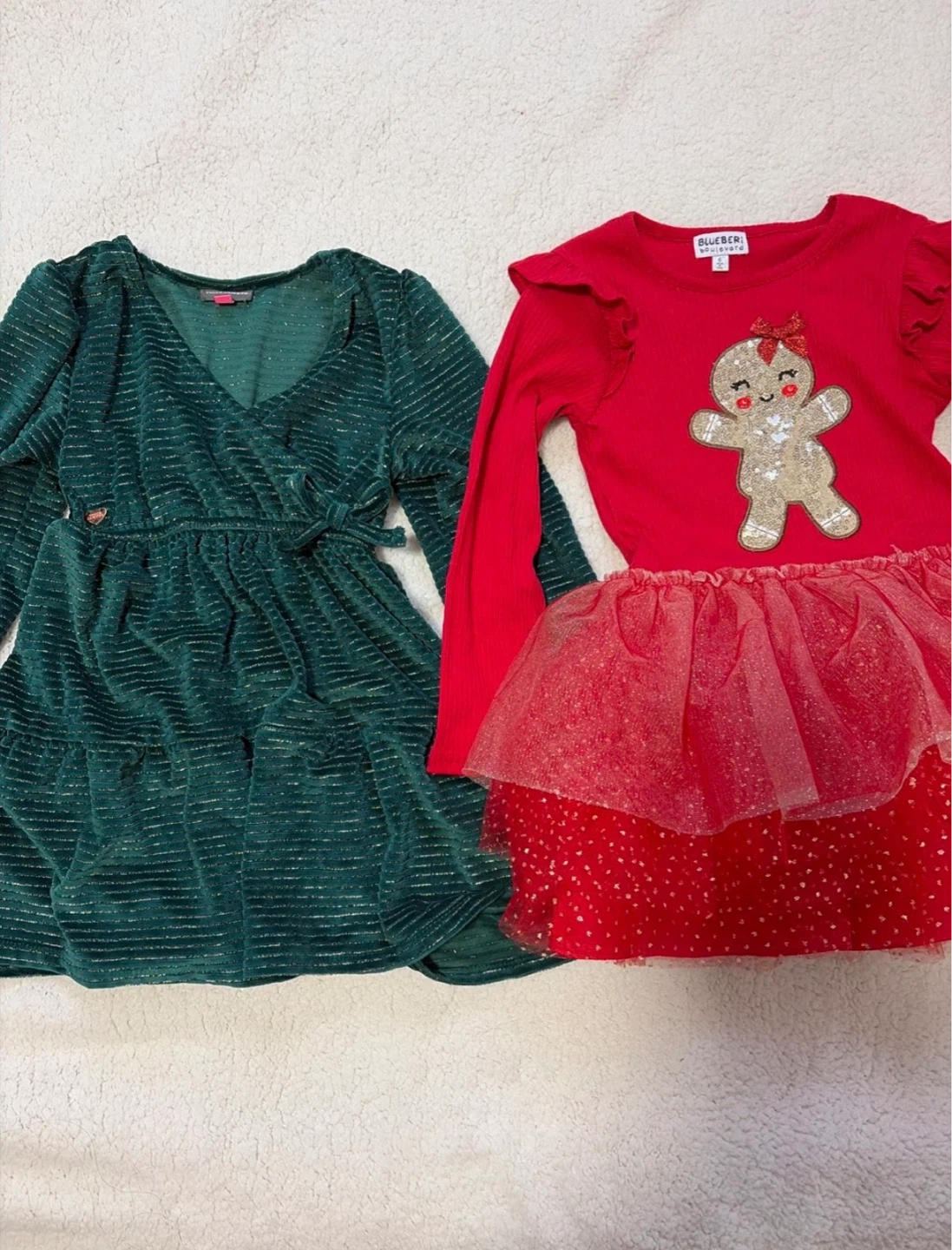 Girls Christmas Dresses - Green Velvet & Gingerbread