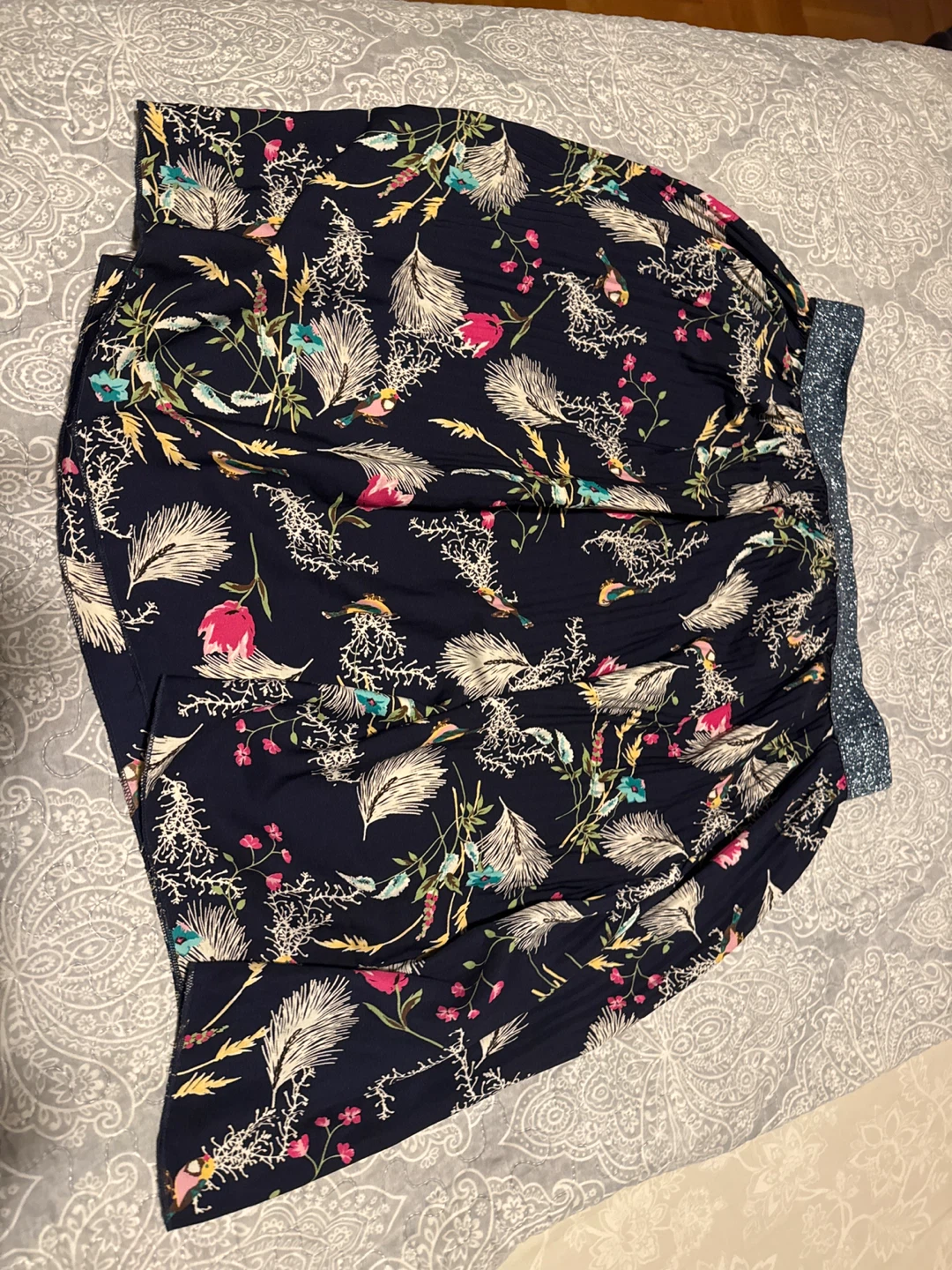 Women's Navy Floral Print Maxi Skirt