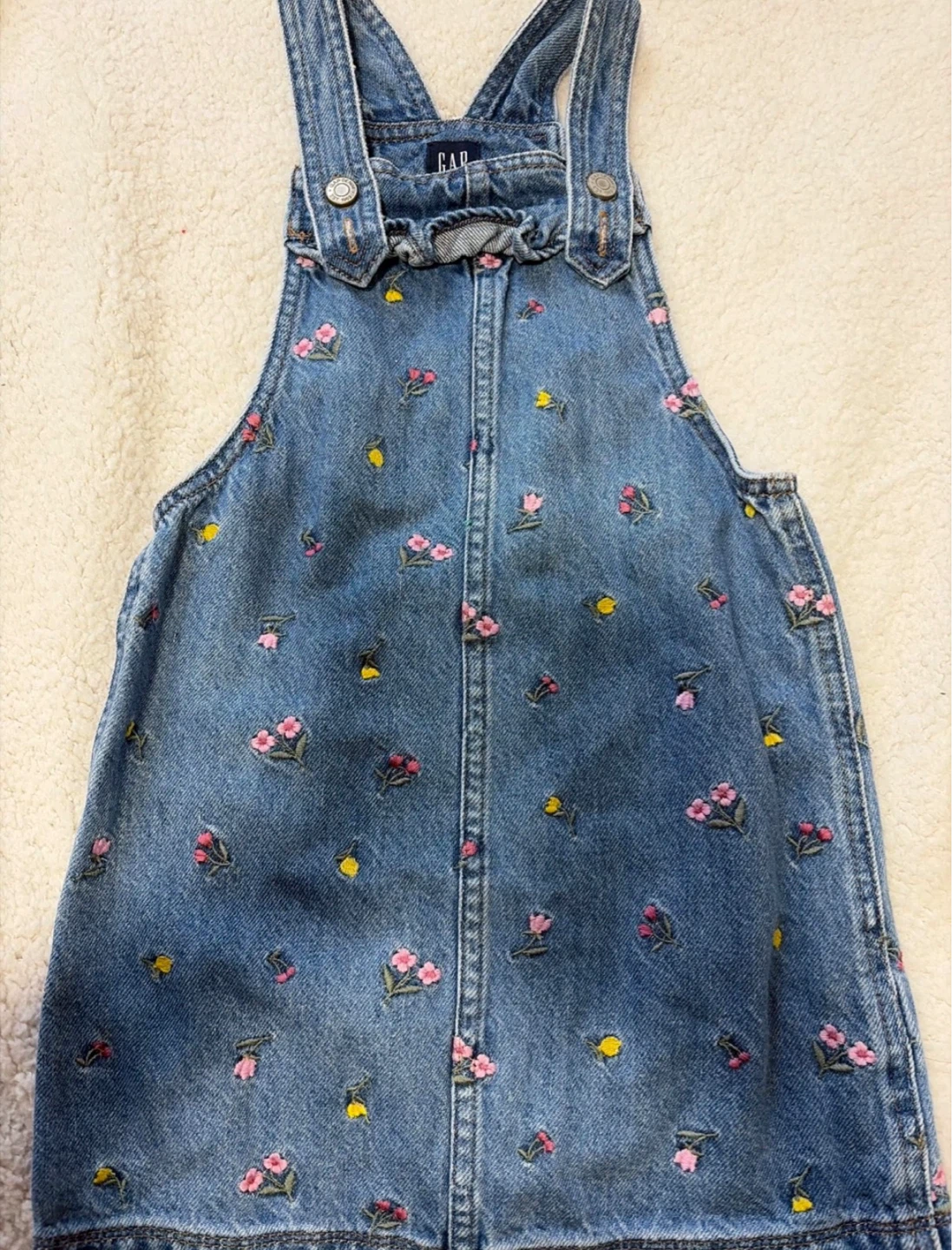 Gap Kids Denim Floral Pinafore Dress Size 5