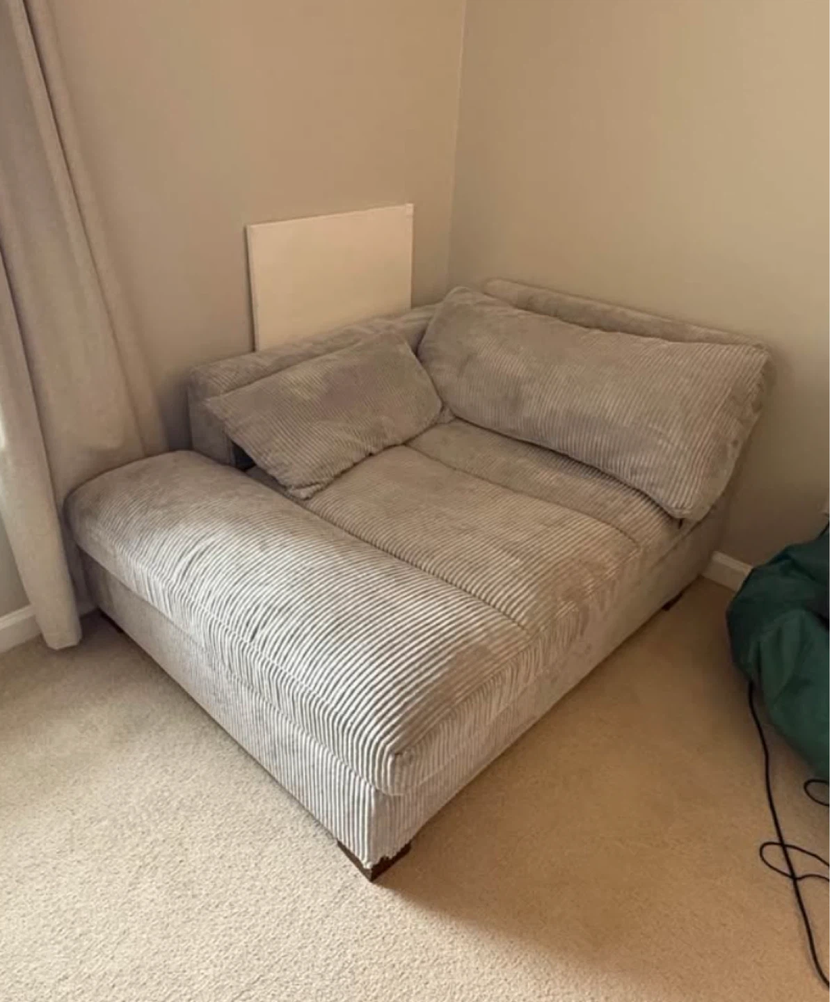 Gray Corduroy Corner Chaise